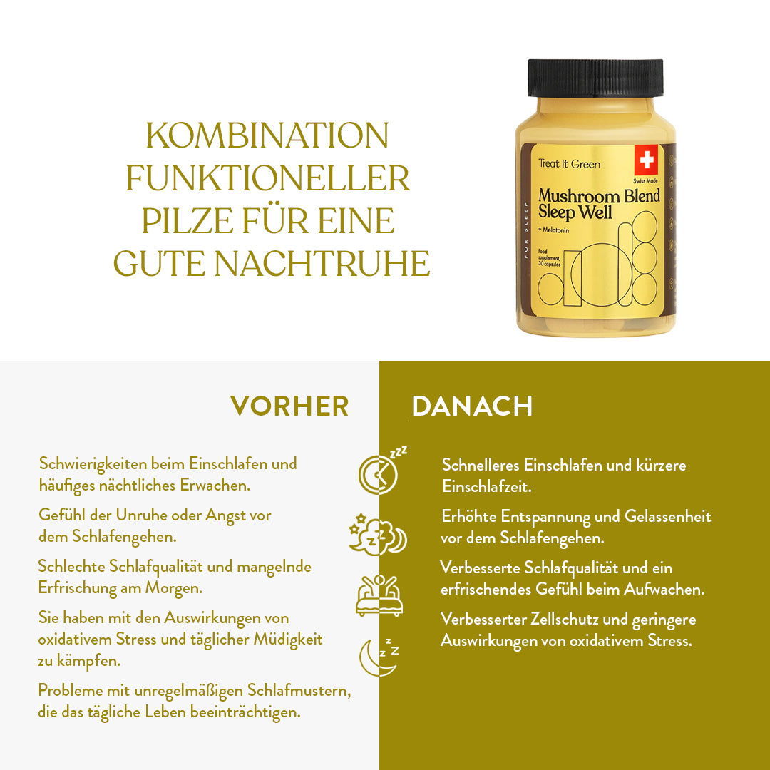 Vitalpilzmischung Sleep Well + Melatonin (30 Kapseln)