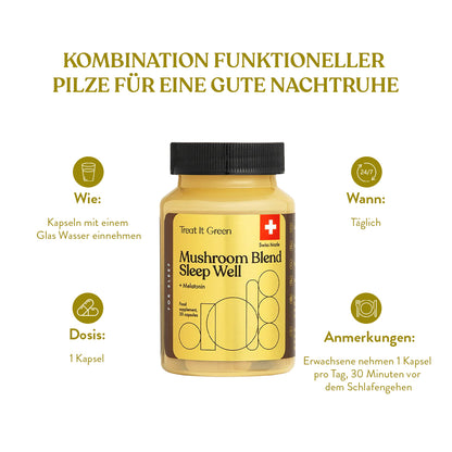Vitalpilzmischung Sleep Well + Melatonin (30 Kapseln)